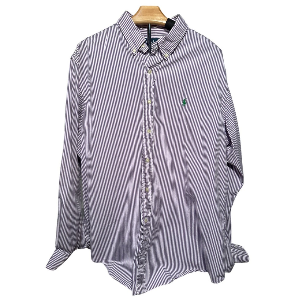 Polo Ralph Lauren Men’s Button Down Size XXL Purple/White pinstripe